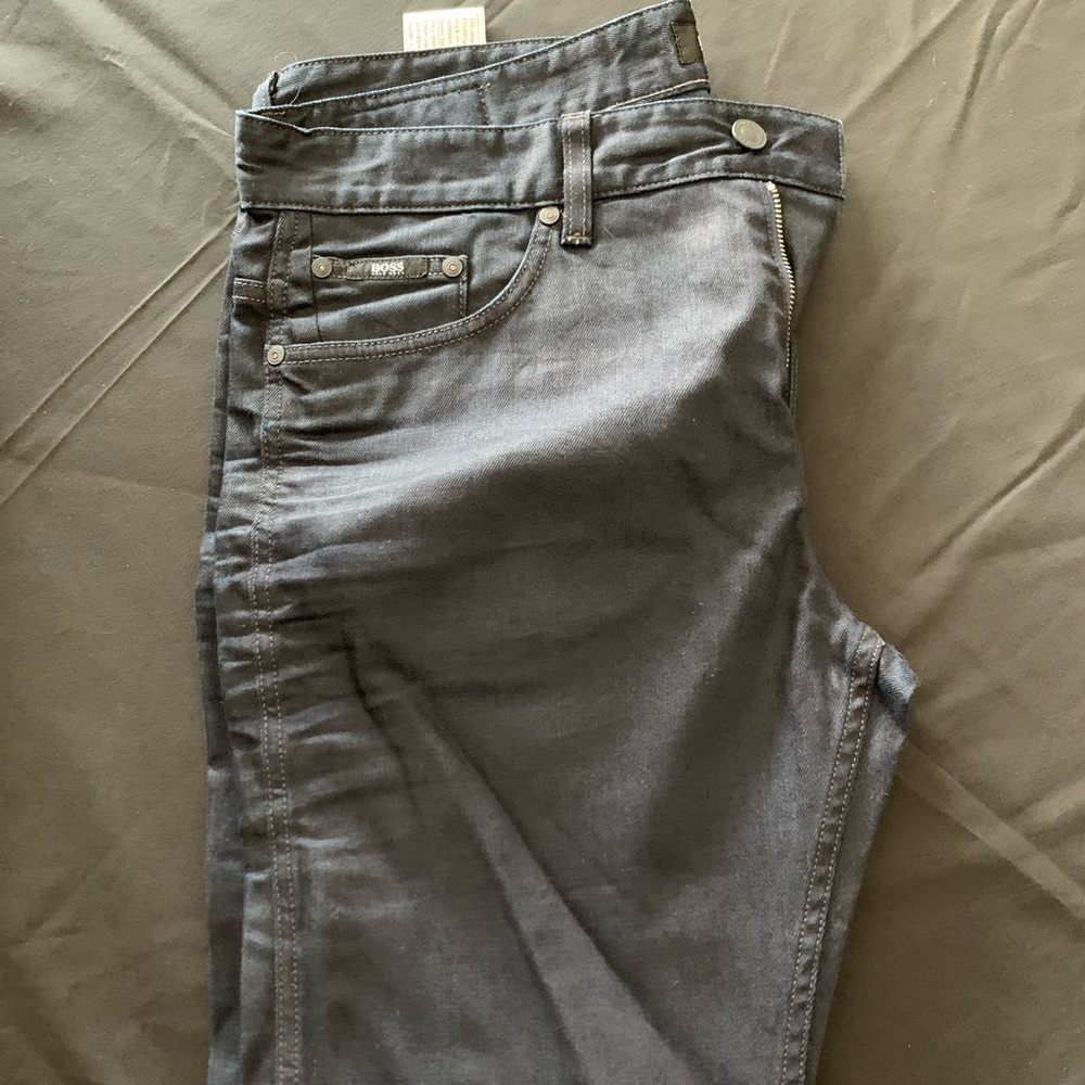 Hugo boss dark blue jeans.